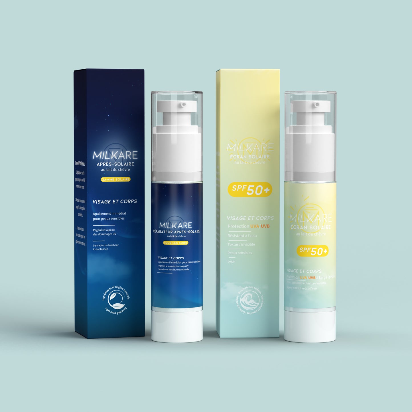 GAMME SOLAIRE : ÉCRAN SOLAIRE SPF50+ ET SA CRÈME RÉPARATRICE APRÈS SOLAIRE