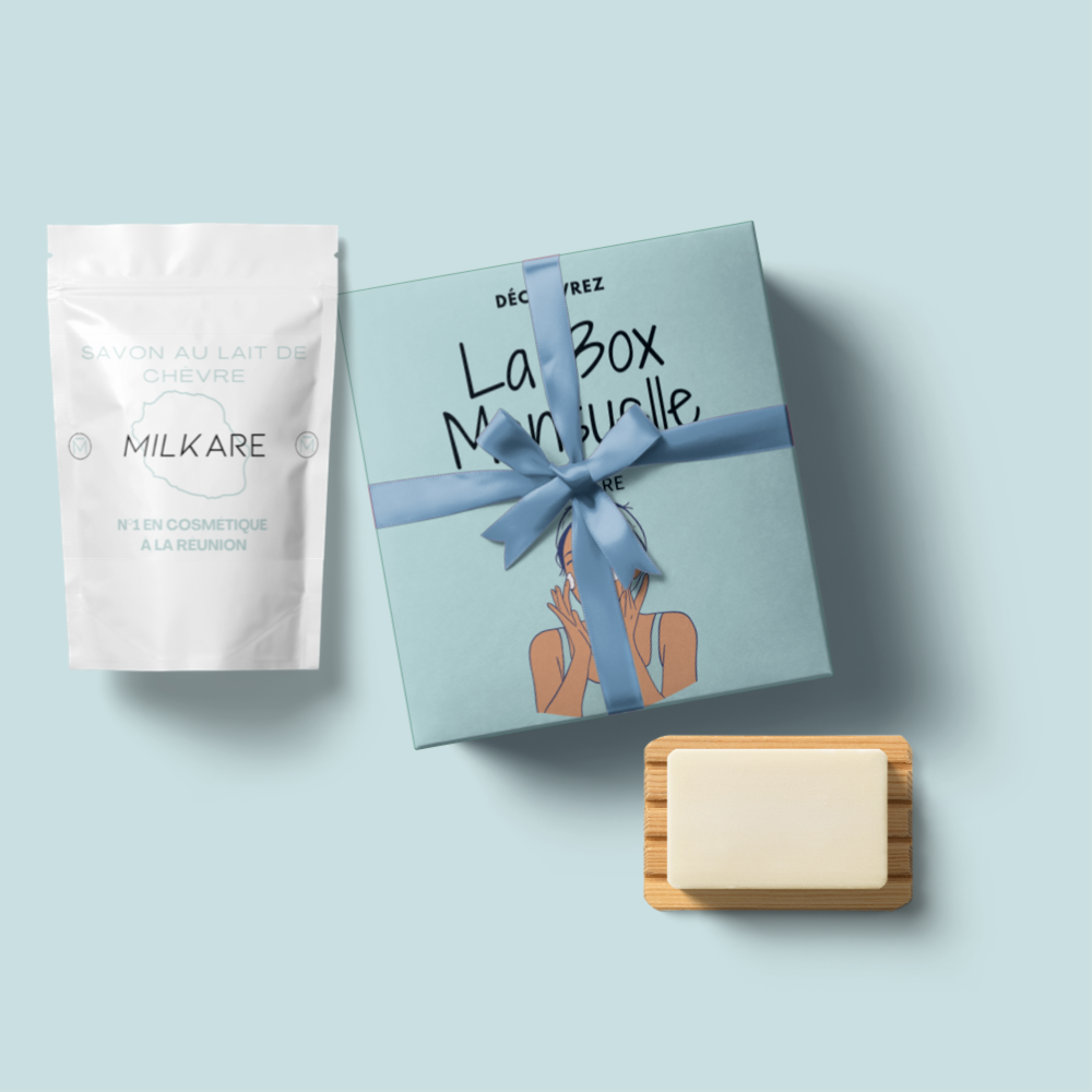 Box et packaging savon au lait de chèvre Milkare
